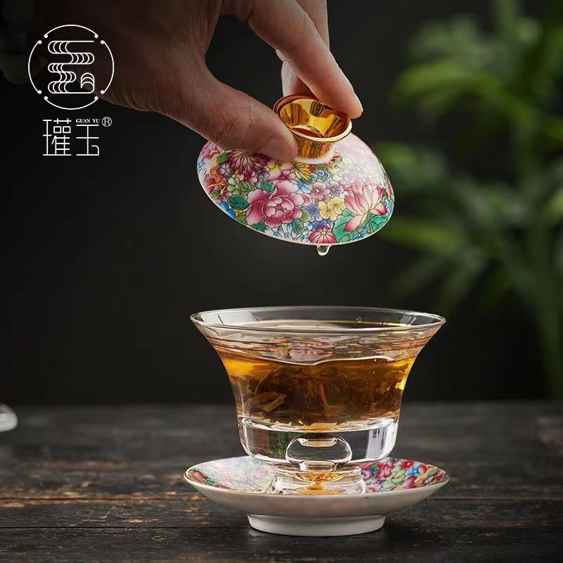 【汀和大福】瓘玉琺瑯彩玻璃蓋碗